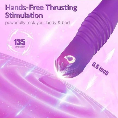 Purple Butterfly app controlled couples vibrator with 0.6 inch thrusting tip, 135 times/min stimulation, and sleek body design.