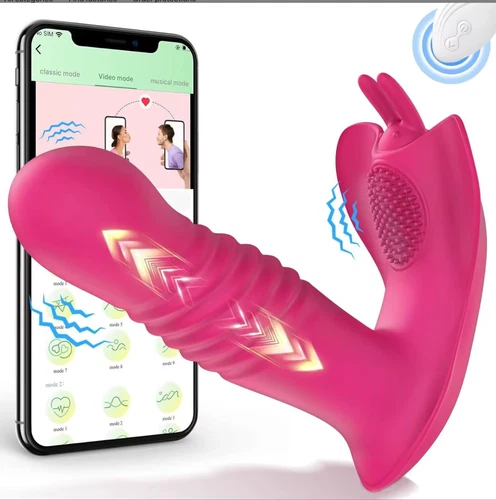 Butterfly App Controlled Couples Vibrator Thrusting Rechargeable Remote Dildo - Picture 9 of 10